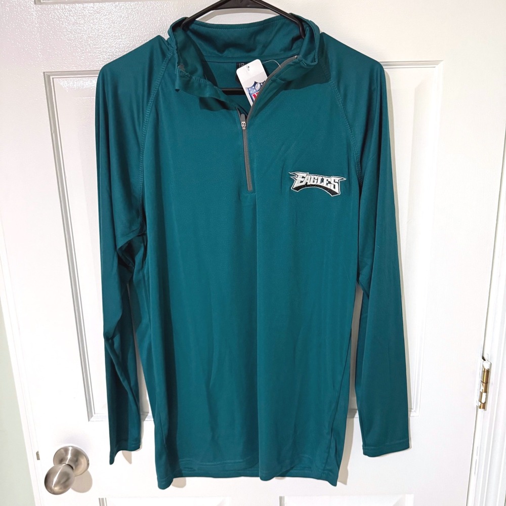 Philadelphia Eagles NFL Quarter Zip Pullover Mens Medium Green